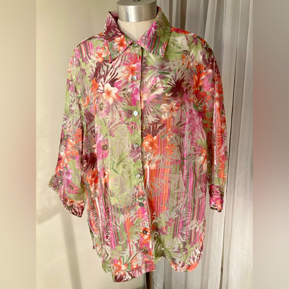 Choices 2X 3/4 Sleeve Blouse